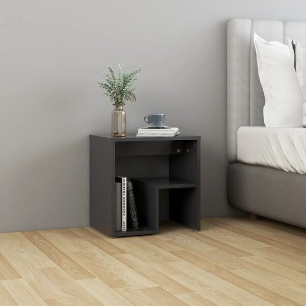 Sängbord grå 40x30x40 cm konstruerat trä