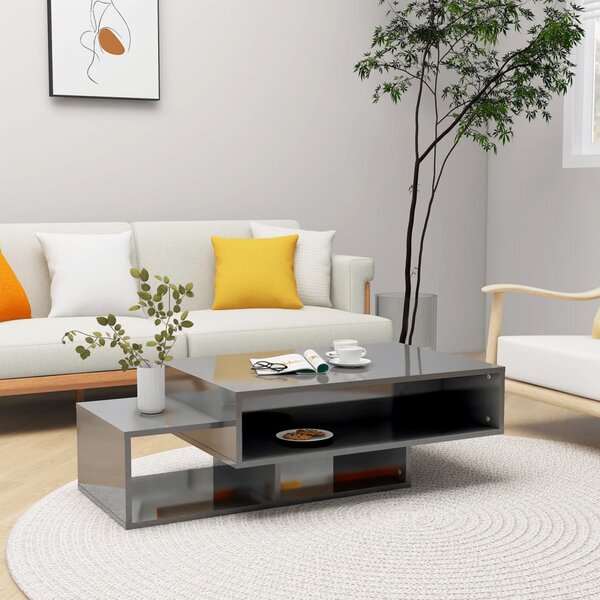 Soffbord grå högglans 105x55x32 cm konstruerat trä