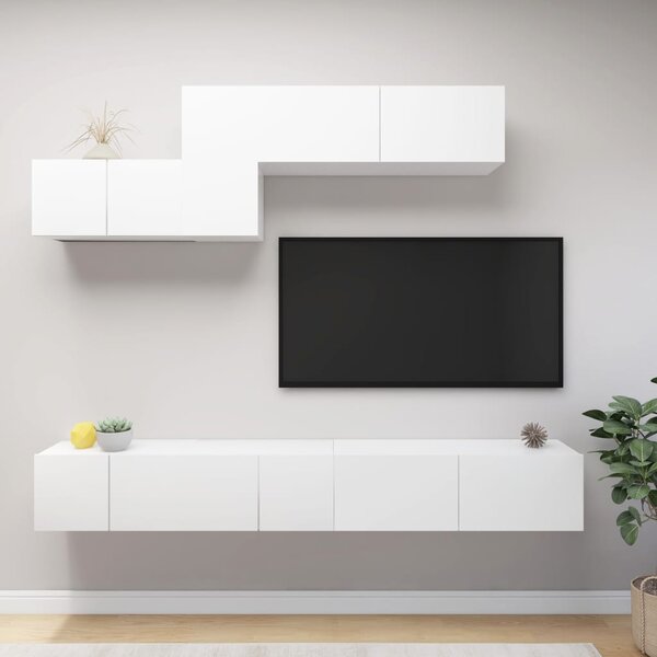 TV-skåp 6 delar vit konstruerat trä