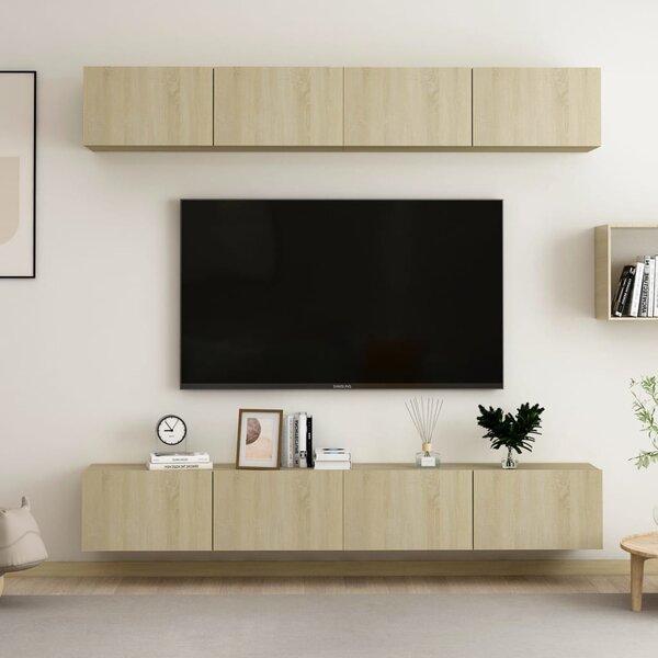 TV-skåp 4 delar sonoma-ek 100x30x30 cm konstruerat trä