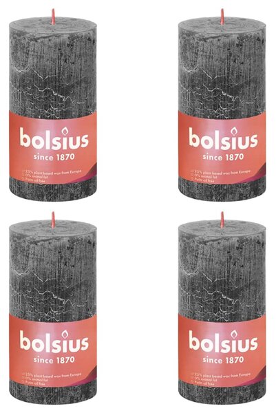 Bolsius Rustika blockljus 4-pack 130x68 mm stormgrå