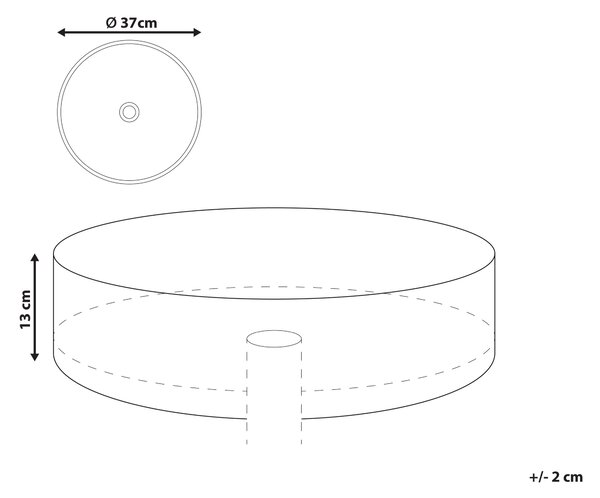 Tvättställ Svart Keramik ⌀ 37 cm Matt Rektangulär Handfat Modern Stil Badrum Toalett Beliani