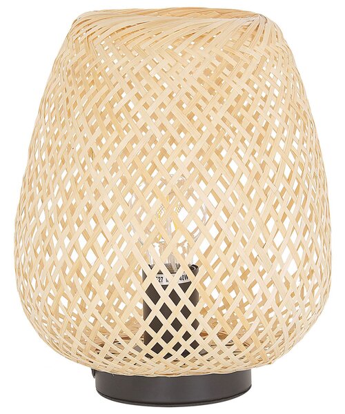 Bordslampa Ljust Trä Bambu 30 cm Boho Stil Hemtillbehör Beliani