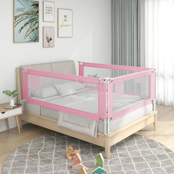 Sängskena för barn rosa 150x25 cm tyg