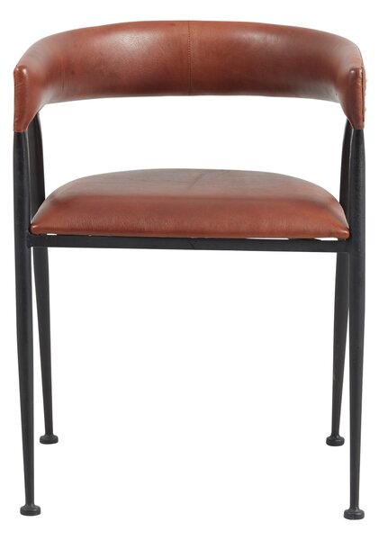 KILROY INDBO Melissa #7644 matbordsstol med armstöd - moccabrunt läder och järn