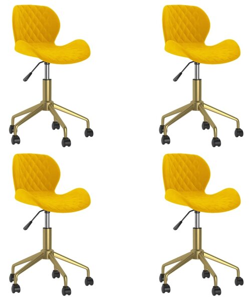 Snurrbara matstolar 4 st gul sammet