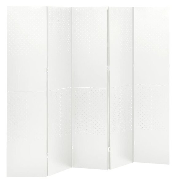Rumsavdelare 5 paneler vit 200x180 cm stål