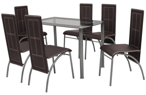 Matbord och stolar 7 delar bruna