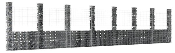 U-formad gabionkorg med 8 stolpar järn 860x20x200 cm