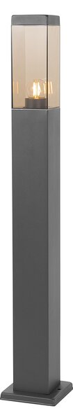 Modern utomhuslyktstolpe mörkgrå med rök 80 cm - Malios