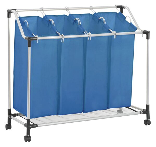 Tvättsorterare med 4 påsar blå stål - Blå