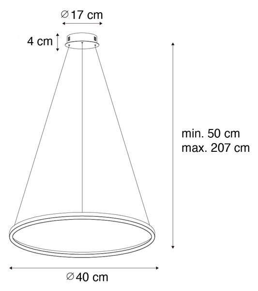 Hänglampa svart 40 cm inkl LED 3-stegs dimbar - Girello