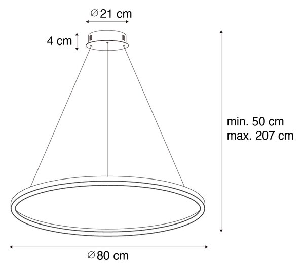 Hänglampa i guld 80 cm inkl LED 3-stegs dimbar - Girello