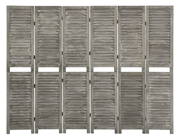 Rumsavdelare 6 paneler grå 214x166 cm massivt trä - Grå