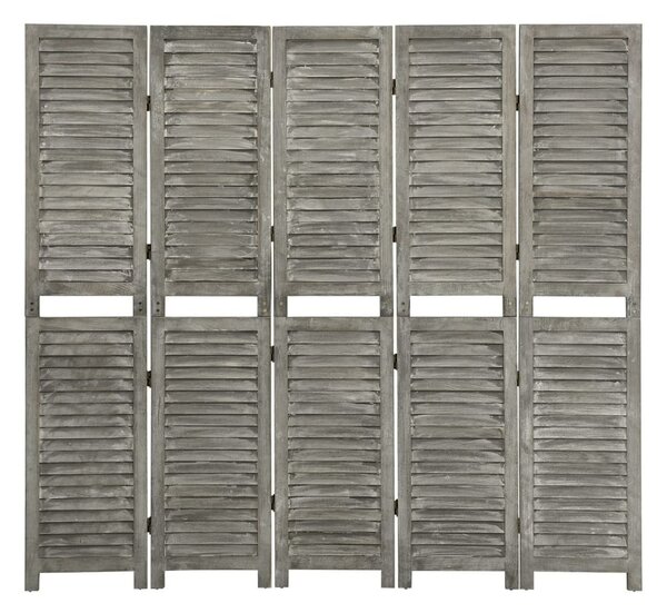Rumsavdelare 5 paneler grå 179x166 cm massivt trä - Grå