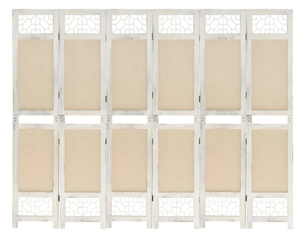 Rumsavdelare 6 paneler gräddvit 210x165 cm tyg - Kräm