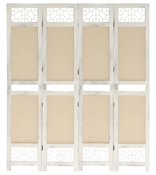 4-Panel Room Divider Cream 140x165 cm Fabric - Kräm