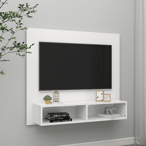 Väggmonterat tv-skåp vit 102x23,5x90 cm konstruerat trä