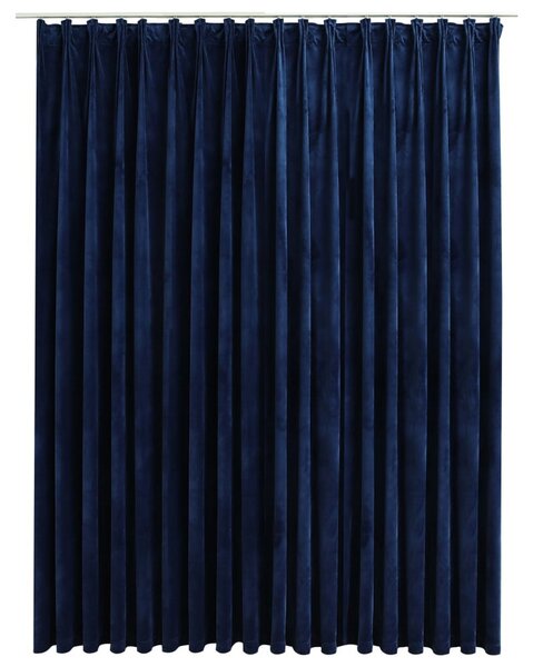 Mörkläggningsgardin med krokar sammet mörkblå 290x245 cm -