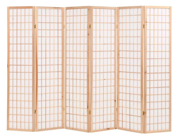 Rumsavdelare med 6 paneler japansk stil 240x170 cm naturlig - Natur/Brun