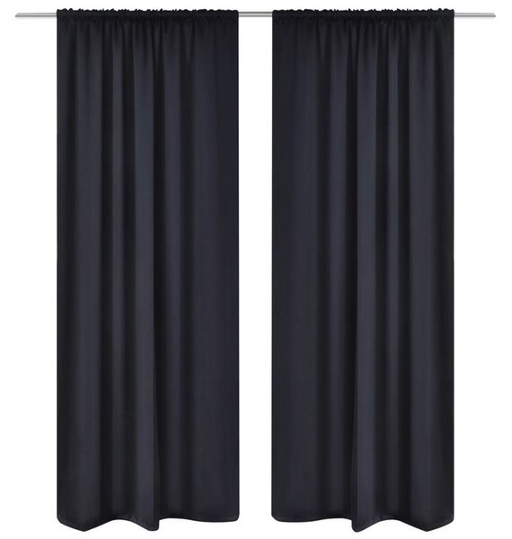2-pack svarta gardiner med hyskupphängning 135x245 cm - Svart