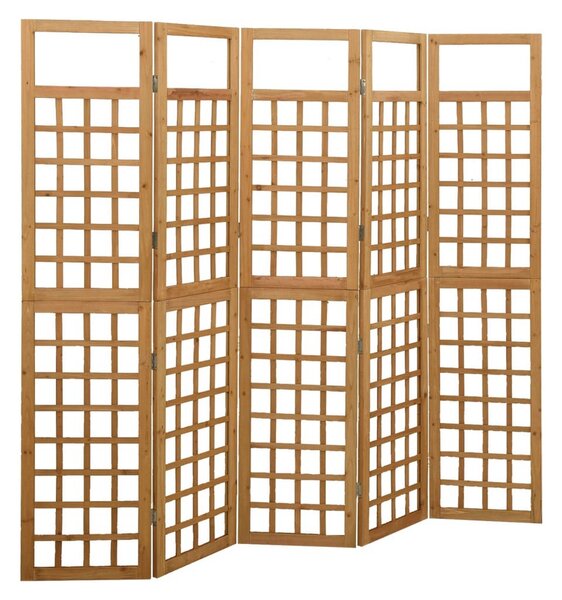 Rumsavdelare/Spaljé 5 paneler massiv gran 201,5x180 cm -