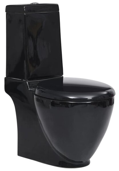 Toalettstol keramik vattenflöde bakom svart