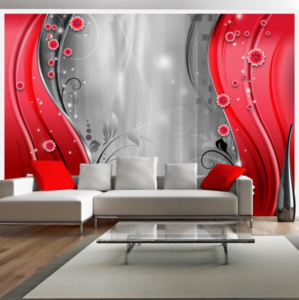 Fototapet Behind The Curtain Of Red 100x70 - Artgeist sp. z o. o