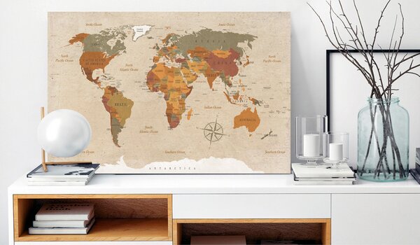 Tavla World Map: Beige Chic 60x40 - Artgeist sp. z o. o