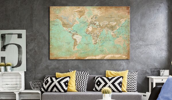 Tavla World Map: Celadon Journey 90x60 - Artgeist sp. z o. o