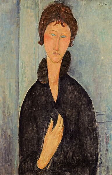 Amedeo Modigliani - Konsttryck Woman with Blue Eyes, c.1918, (26.7 x 40 cm)
