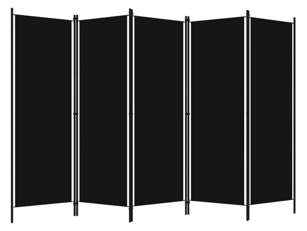 Rumsavdelare 5 paneler svart 250x180 cm - Svart