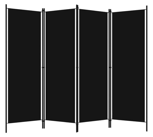 Rumsavdelare 4 paneler svart 200x180 cm - Svart