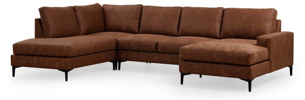 KAMMELLE Soffa m. Divan och Schäslong 4-sits Brun -