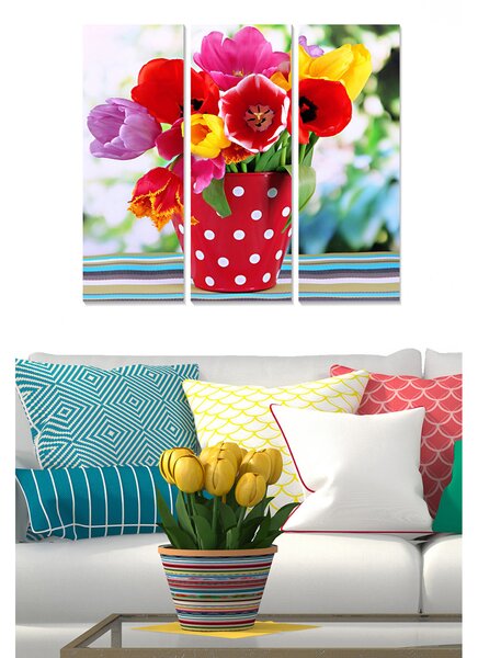 Canvastavla Floral 3-pack Flerfärgad - 20x50 cm