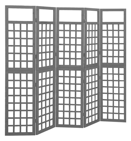 Rumsavdelare/Spaljé 5 paneler massiv gran svart 201,5x180 cm - Svart