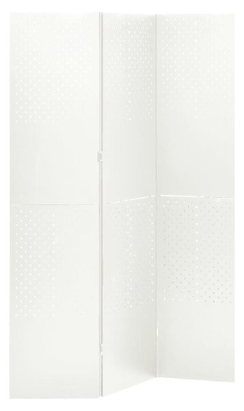 Rumsavdelare 3 paneler vit 120x180 cm stål