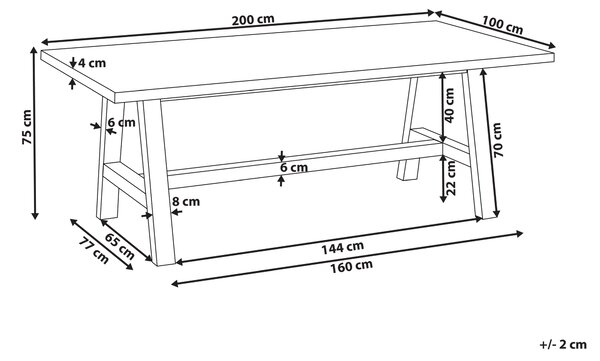 Trädgårdsbord Grå Ljust Trä Betong Akaciaträ 200 x 100 cm Trädgårdsmöbler Industriell Stil Beliani