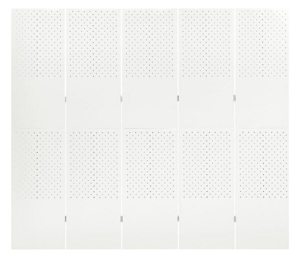 Rumsavdelare 5 paneler vit 200x180 cm stål - Vit