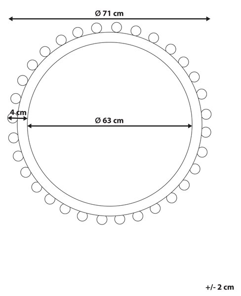 Väggspegel Vit Trä ⌀ 71 cm Väggmonterad Vitmålad Sliten Finish Stil Hängande Spegel Dekor Varagsrum Sovrum Hall Beliani