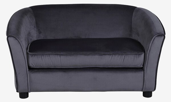 Venture Home - Måna Kids Sofa - Black / Dark Grey Velvet - Grå - Barnsoffor & fåtöljer - Från Homeroom