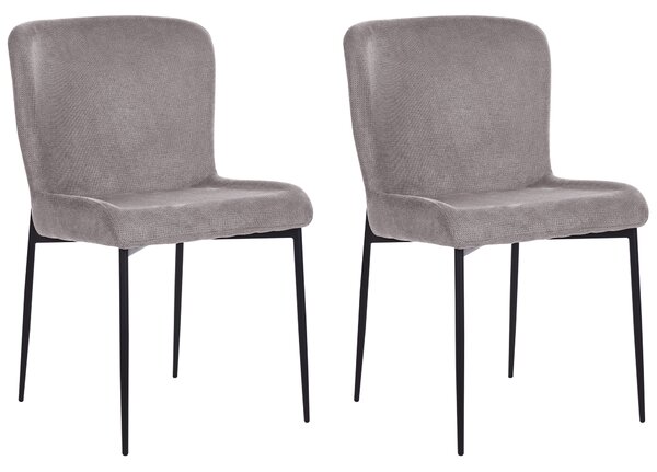 Uppsättning med 2 stolar Mörkgrå Polyester Stickad Textur Metallben Beliani