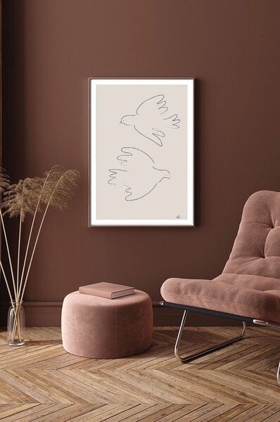 Pelcasa - Poster Two Doves - Beige - Posters - Från Homeroom