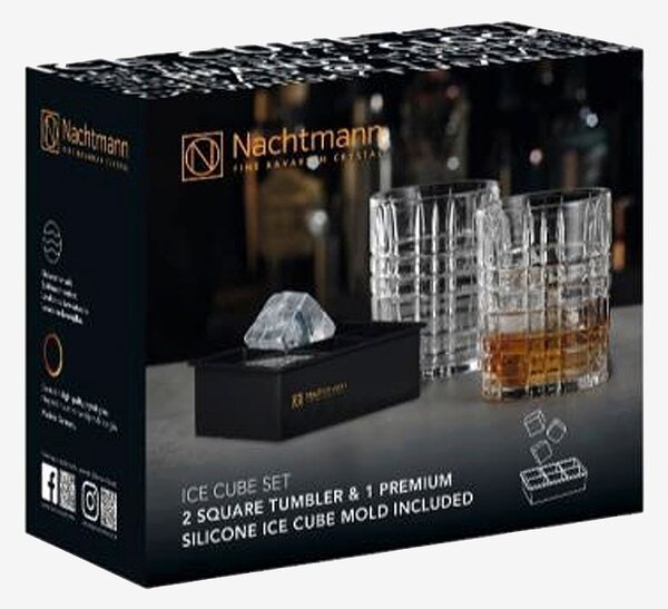 Nachtmann - Set med whisky och isbitar Square - Transparent - Drinkglas & shotglas - Från Homeroom