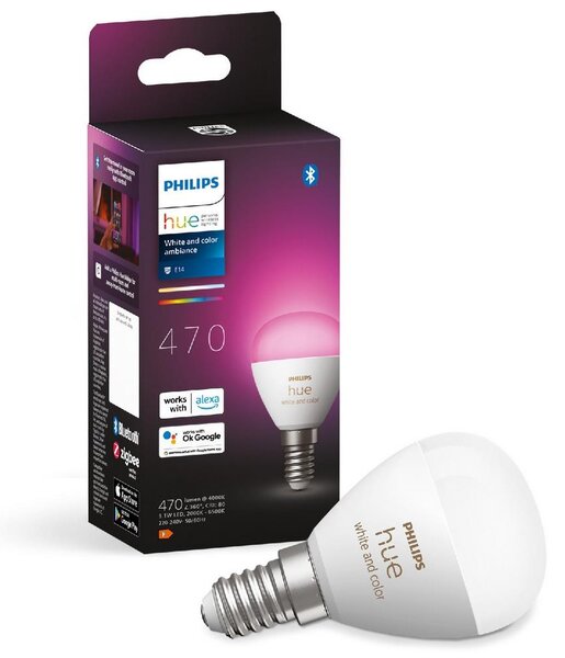 LED RGBW dimbar lampa Philips Hue WACA P45 E14/5,1W/230V 2000-6500K