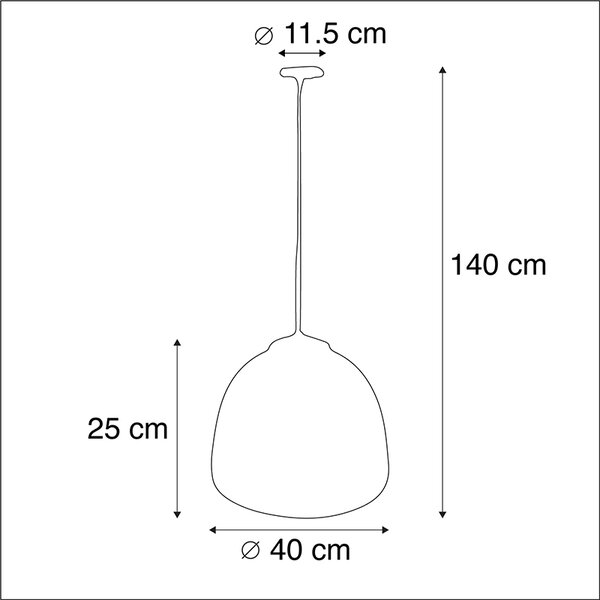 Hänglampa svart med mässing inuti 40 cm - Huva