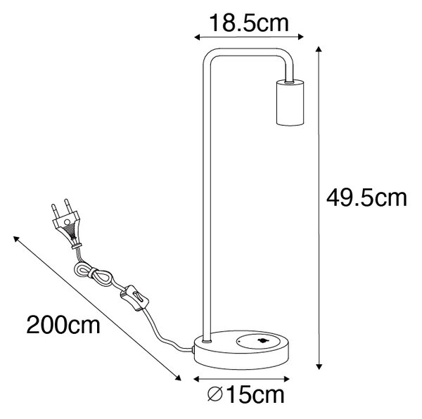 Modern svart bordslampa med trådlös laddning - Facil