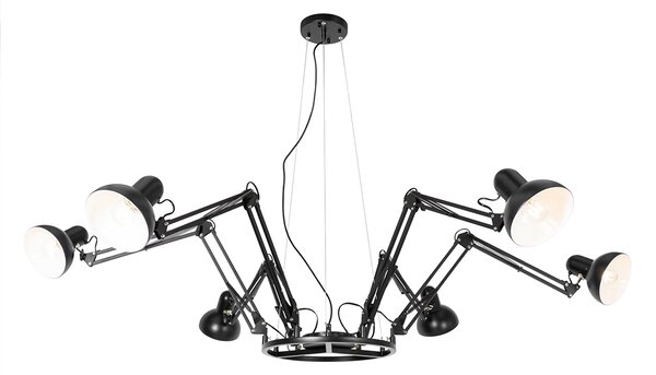 Industriell hänglampa svart 6-ljus justerbar - Hobby Spinne