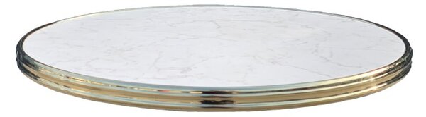 Bordsskiva Topalit White Marmor, mässingkant, dia 60 cm