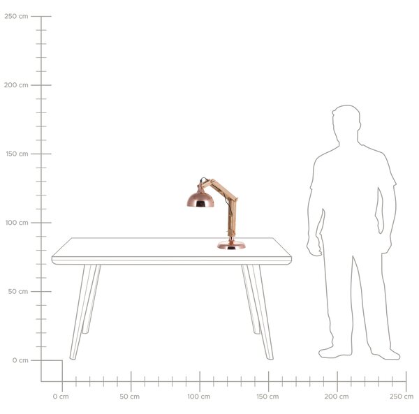 Bordslampa Koppar Trä Justerbar Arm Lampskärm i Metall Modern Glans Beliani